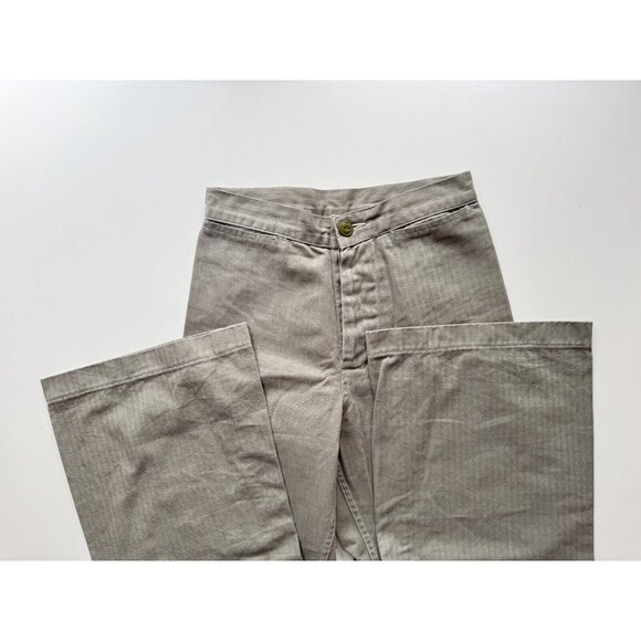 KLAXON HOWL Army Green 100% Cotton Twill Wide Leg Cropped Sailor Pants, Size 28 - Picture 8 of 13